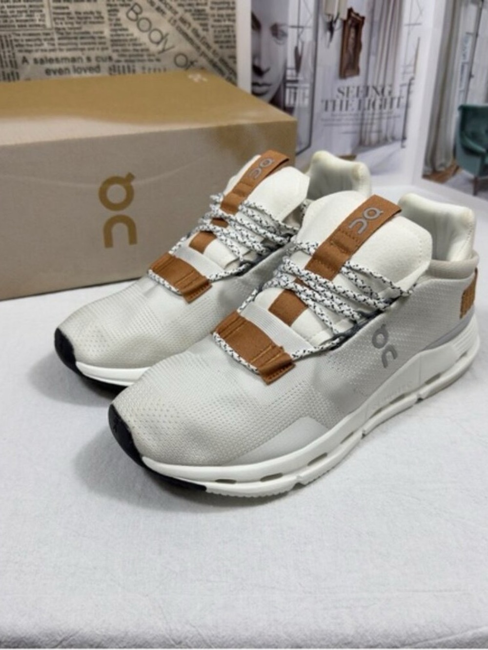 On Running Women's Sneakers in Cream with Tan Accents🌰🌰
